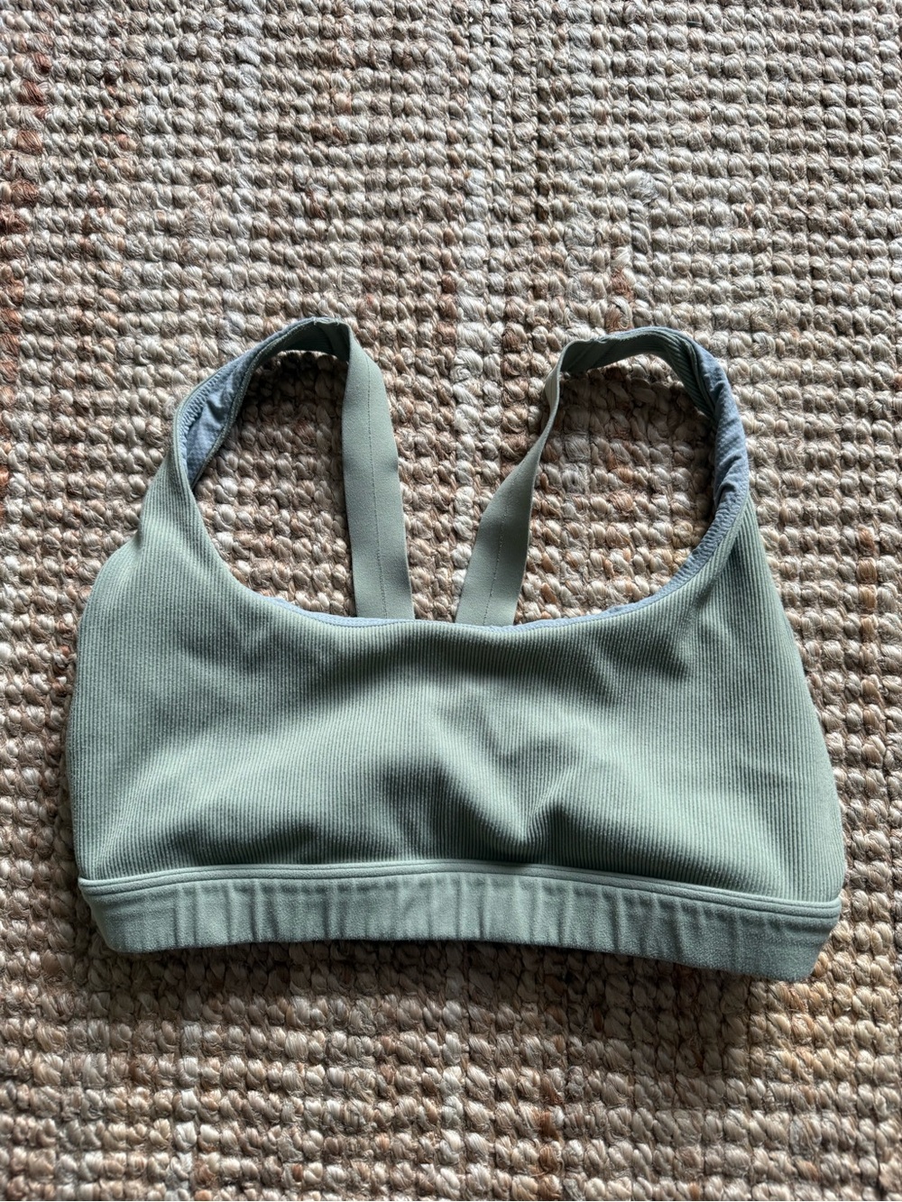 Athleta Olive Ribbed Sports Bra
